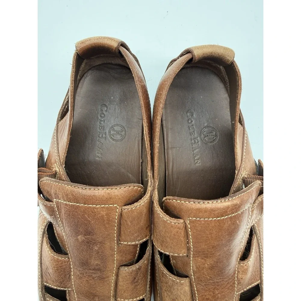Cole Haan Men's Size 8 Brown Leather Fisherman's Sandals with Buckle Size 8.5 M